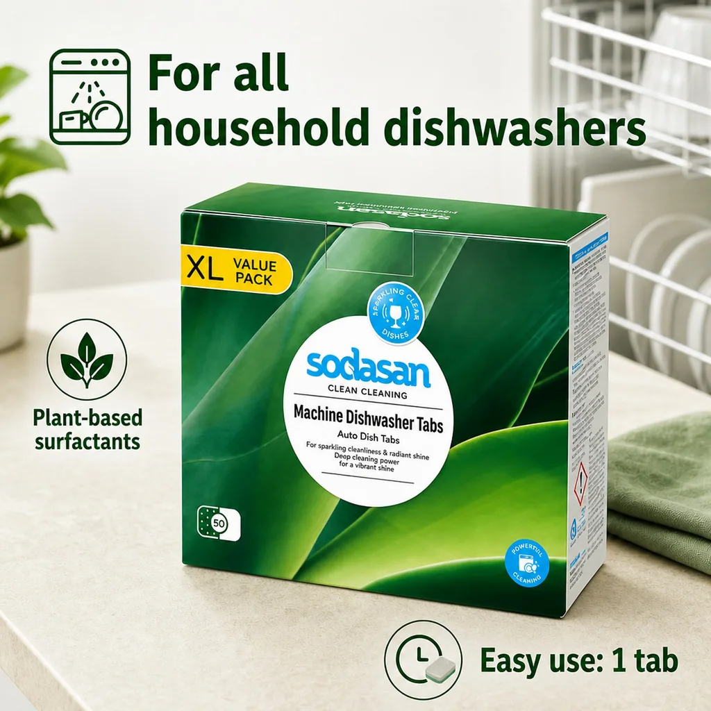 Dishwasher detergent tabs, 50 Stück XL, Dish soap tabs