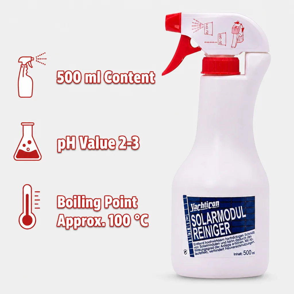 Solar Panel Cleaner, Solar Panel Cleaning Spray, 500 ml Sprayflasche, Solar Module Cleaner