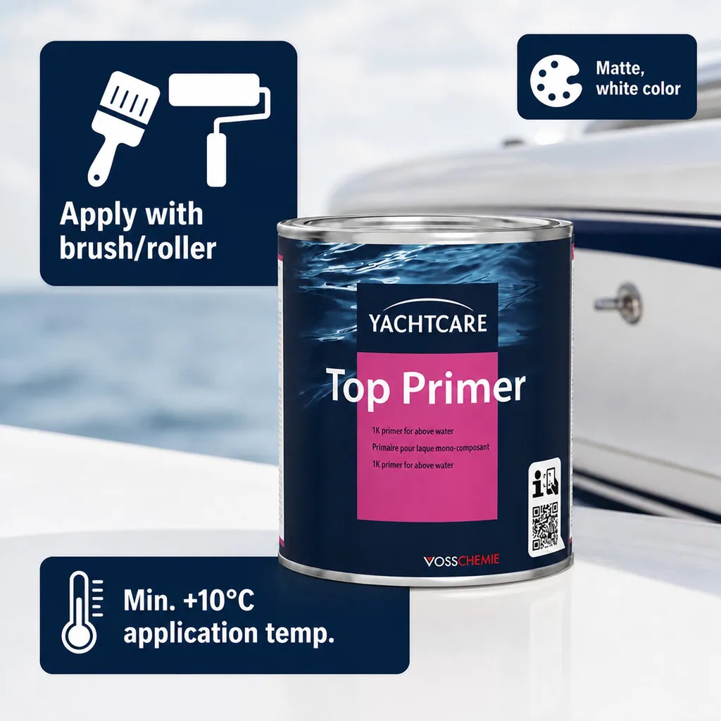 Marine Primer, Boat Primer, Yacht Primer, Marine Paint Primer, 1K Primer, 750 ml, white