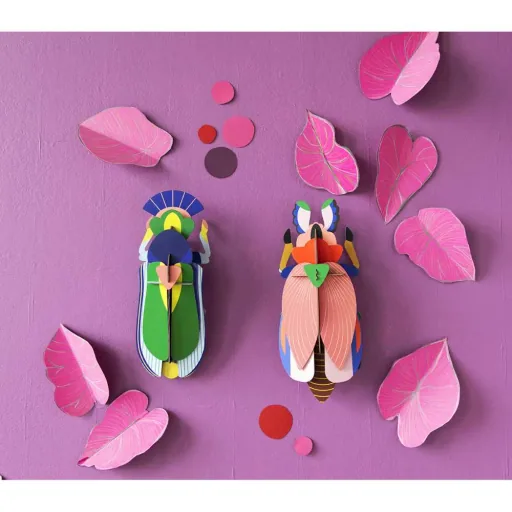 Studio Roof 3D beetle pink cardboard