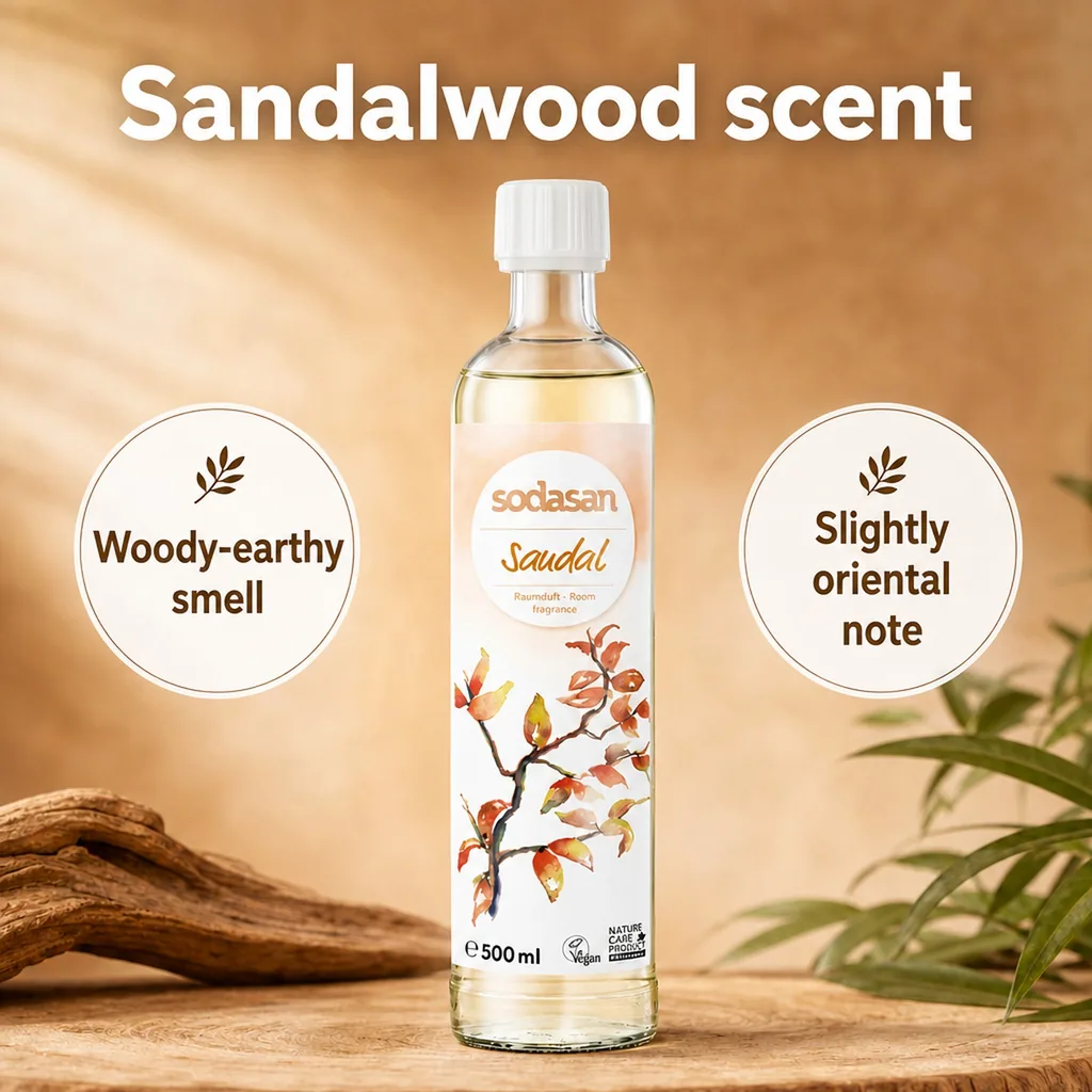 Sandalwood Diffuser Refill 500ml, Sandalwood Room Scent Refill, Natural Room Fragrance Refill