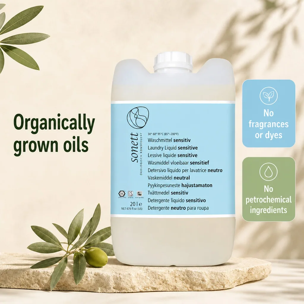 Sensitive Laundry Detergent, 20 Liter, Fragrance Free, Dye Free