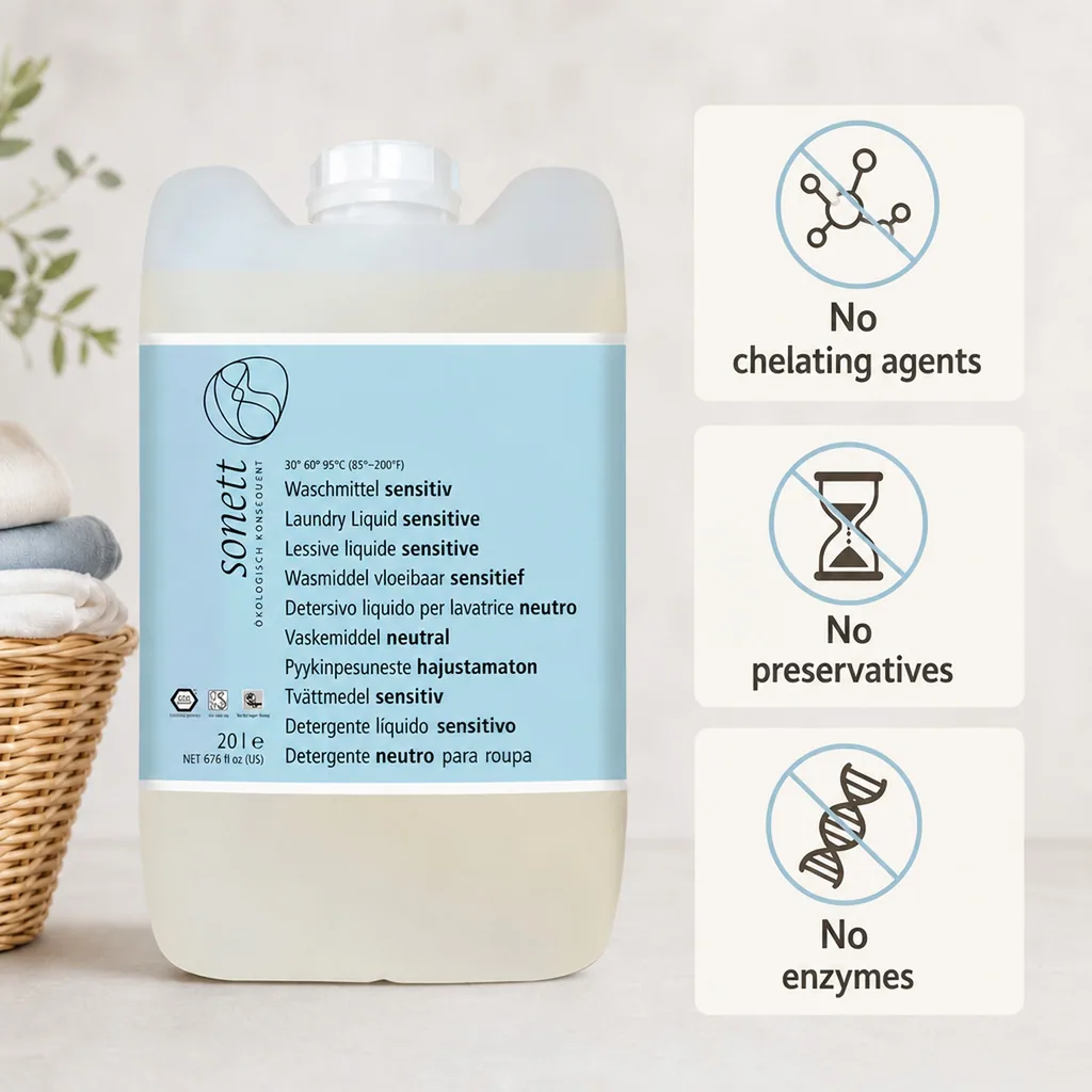 Sensitive Laundry Detergent, 20 Liter, Fragrance Free, Dye Free
