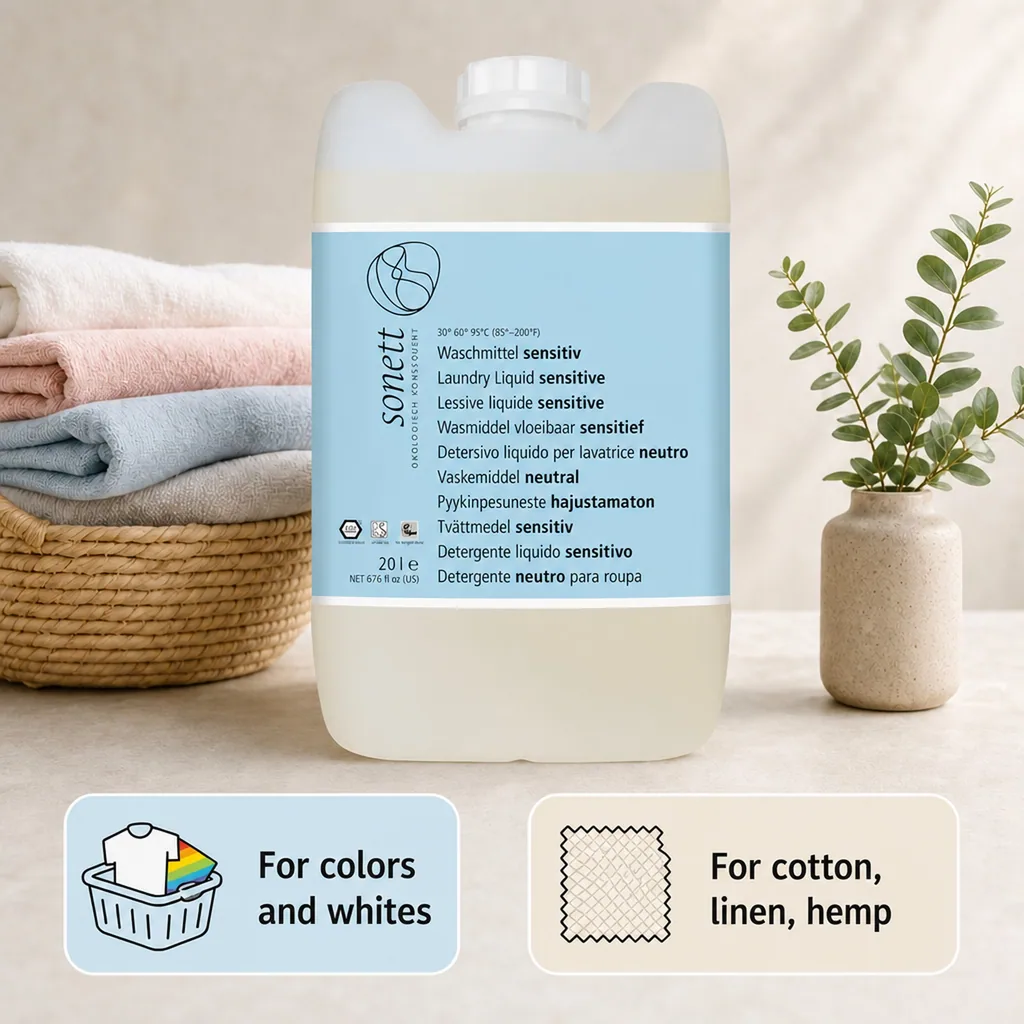 Sensitive Laundry Detergent, 20 Liter, Fragrance Free, Dye Free
