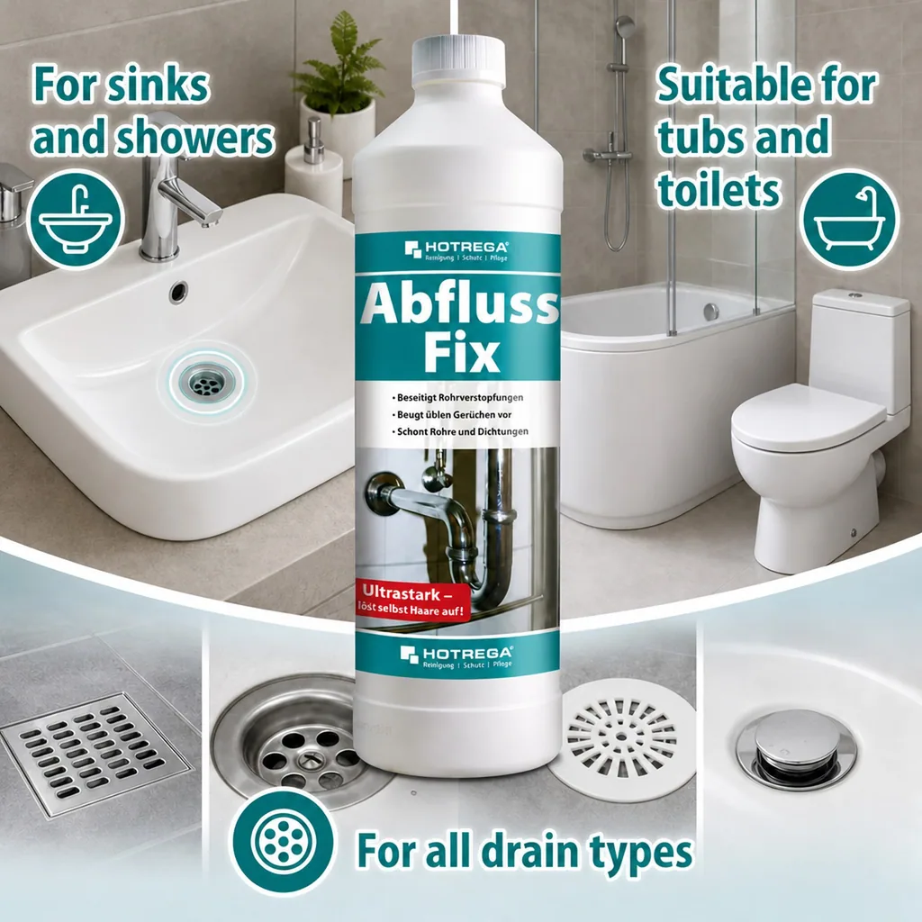 Drain Cleaner 1 Liter, Drain Unclogger, Clog Remover, Drain Fix Concentrate