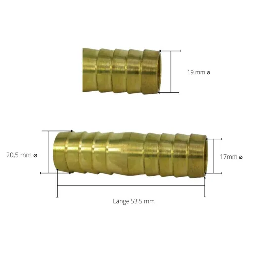 Hose Connector, Brass 3/4 inch, Hose Joiner, 19mm Hose Barb