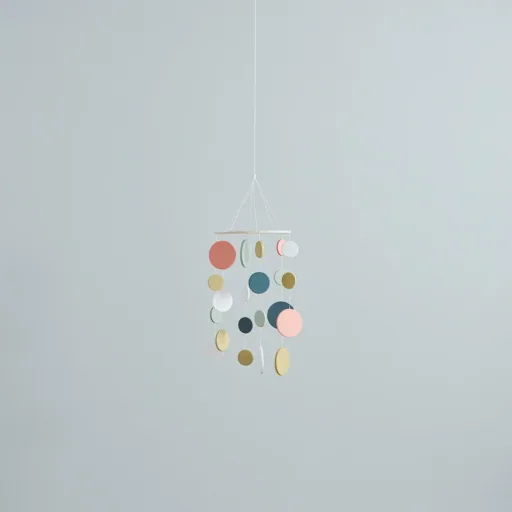 Kids concept children mobile circles wood green