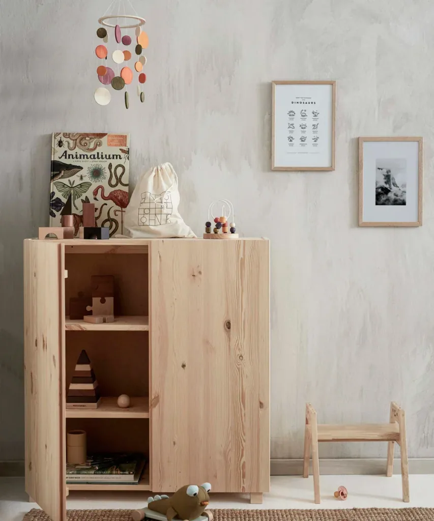 Kids concept children mobile circles wood green