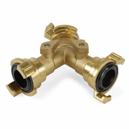Brass Y Hose Connector with Shut Off Valves 