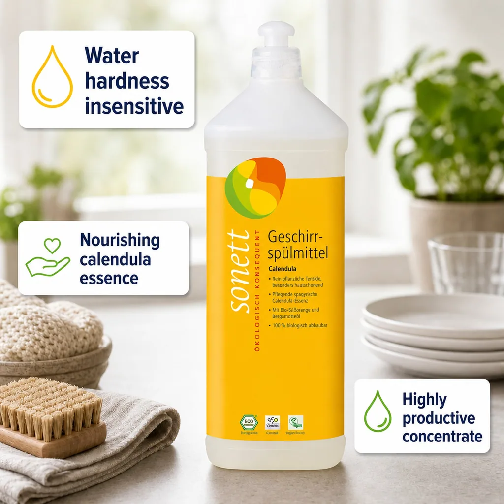 Dish Soap 1 Liter, Calendula, Natural Dish Soap, Gentle