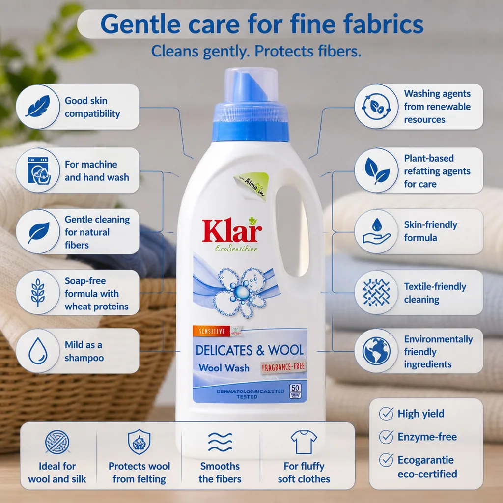 Wool Detergent, Delicate Detergent, 500 ml Fragrance Free Detergent, Fine Wash Detergent
