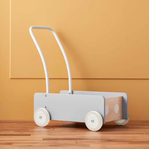 Kids Concept Lauflernwagen Wood Gray Blue