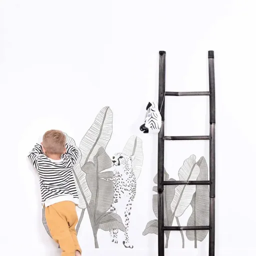 Lilipinso Wall Sticker XL Leopard with leaves gray