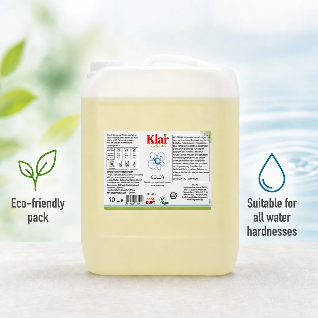 Color Laundry Detergent 10 Liter, Liquid, Fragrance Free, Unscented, Dye Free, Sensitive Skin