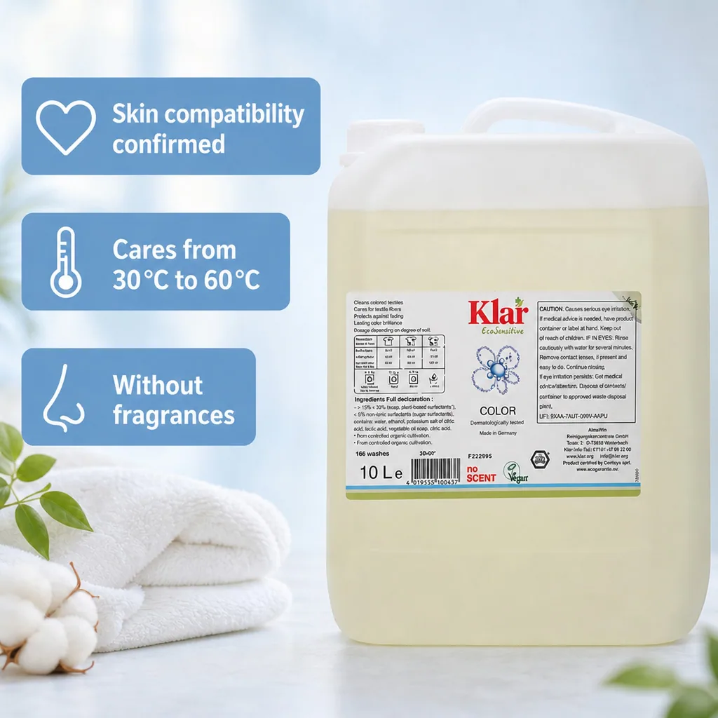 Color Laundry Detergent 10 Liter, Liquid, Fragrance Free, Unscented, Dye Free, Sensitive Skin