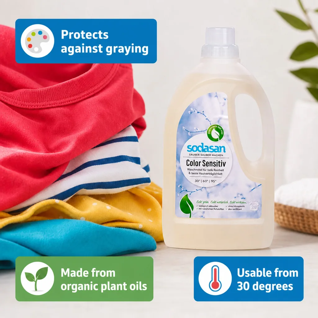 Color Sensitive Laundry Detergent 1.5 Liter, Liquid Laundry Detergent Sensitive, for Sensitive Skin