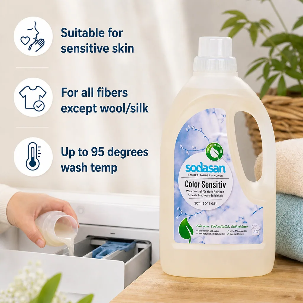 Color Sensitive Laundry Detergent 1.5 Liter, Liquid Laundry Detergent Sensitive, for Sensitive Skin