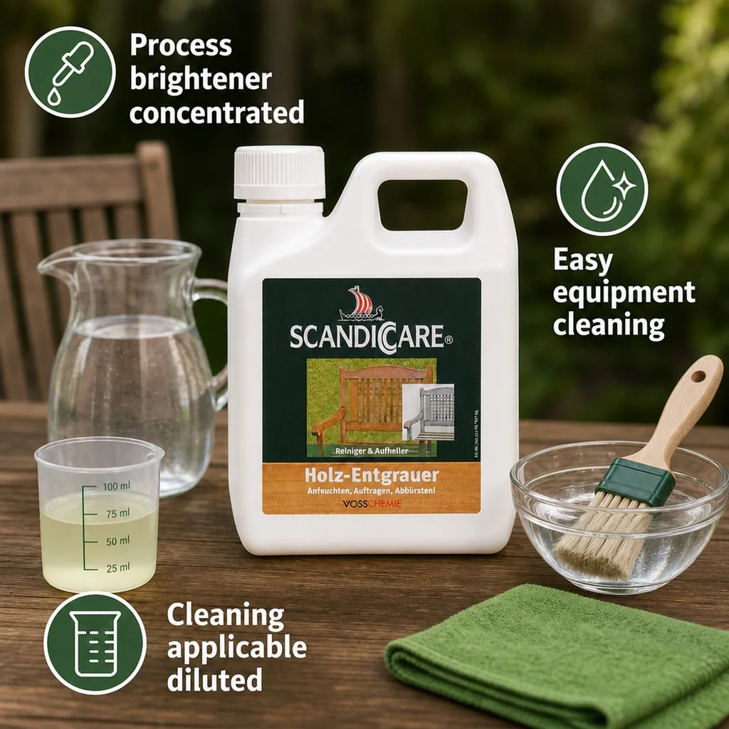 Wood Restorer, Wood Cleaner, Wood Brightener, 1 Liter Wood Degreaser