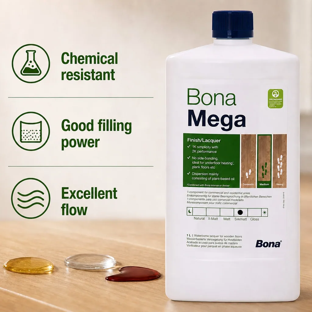 Parquet Lacquer 1 Liter, Matte Wood Floor Finish, Silkmatt