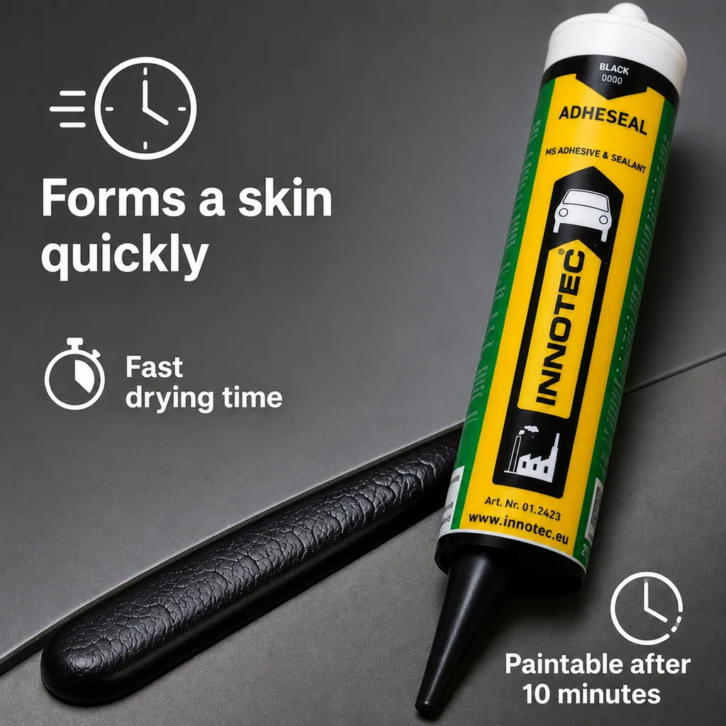 Adhesive Sealant, Black Adhesive, 290 ml, Black Sealant, Includes Nozzle