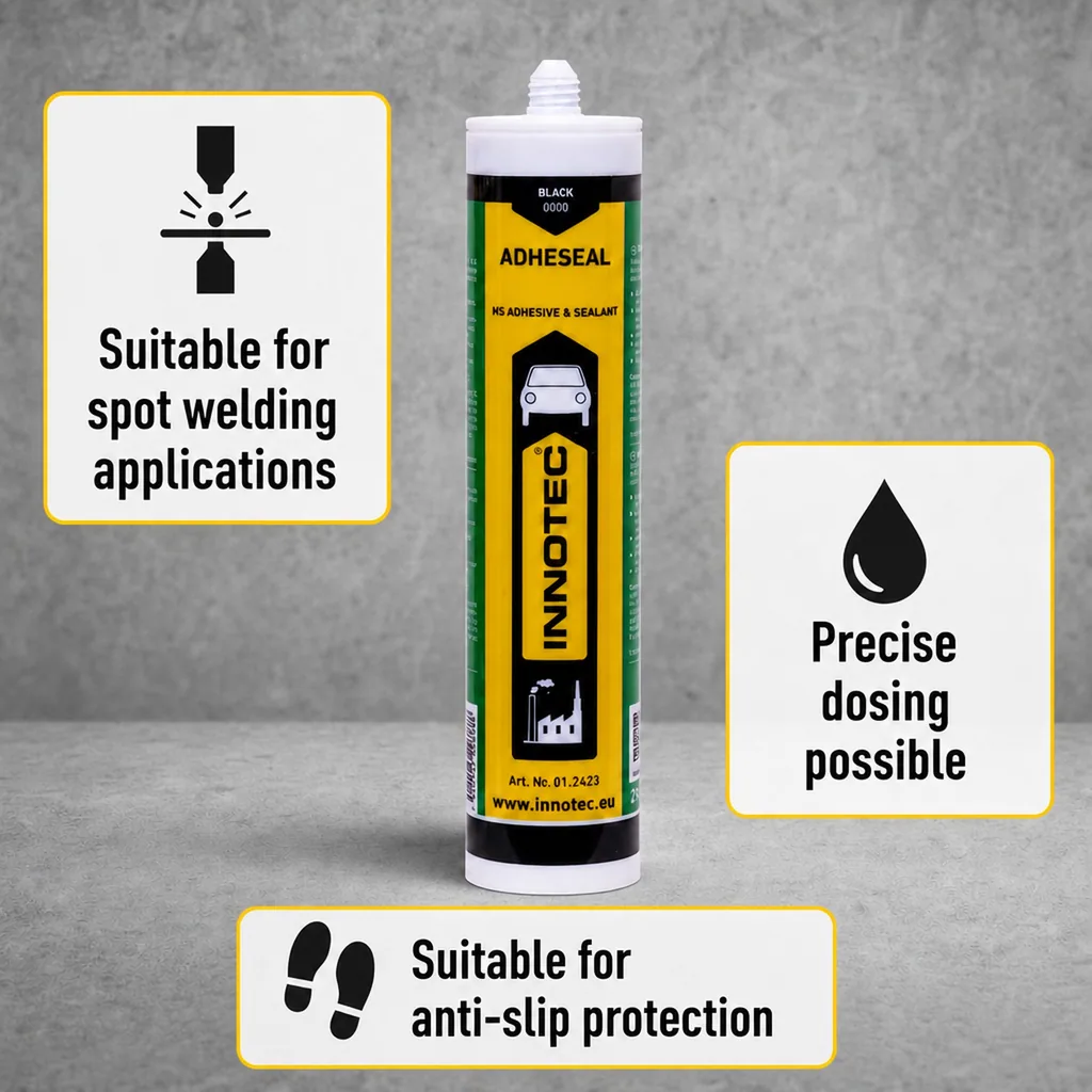 Adhesive Sealant, Black Adhesive, 290 ml, Black Sealant, Includes Nozzle