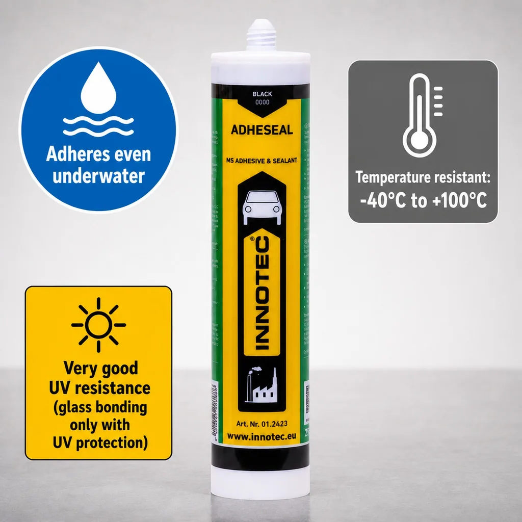 Adhesive Sealant, Black Adhesive, 290 ml, Black Sealant, Includes Nozzle