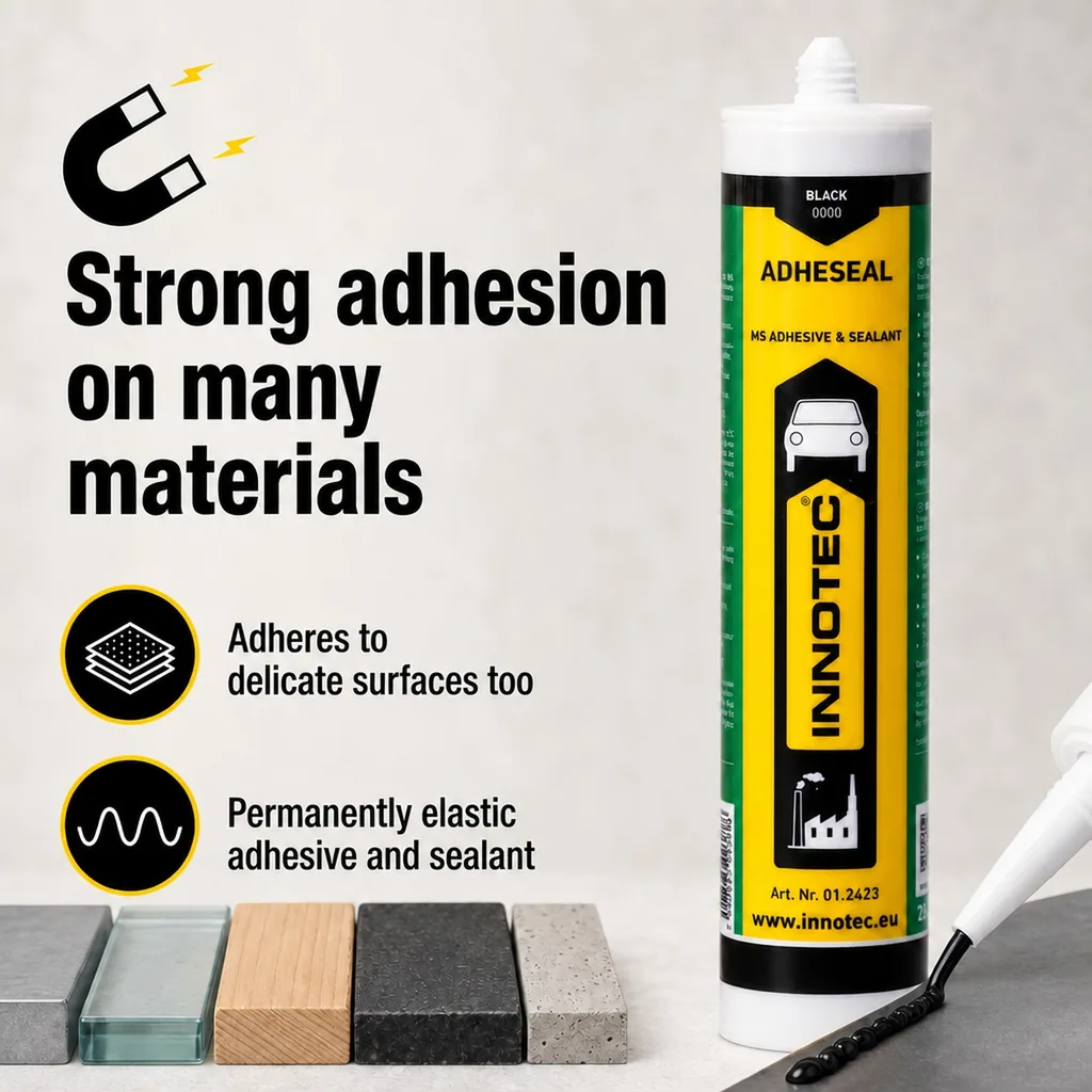 Adhesive Sealant, Black Adhesive, 290 ml, Black Sealant, Includes Nozzle