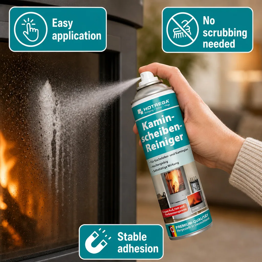 Fireplace Glass Cleaner, Stove Glass Cleaner, Glass Cleaner Spray, Ready to Use, 300 ml