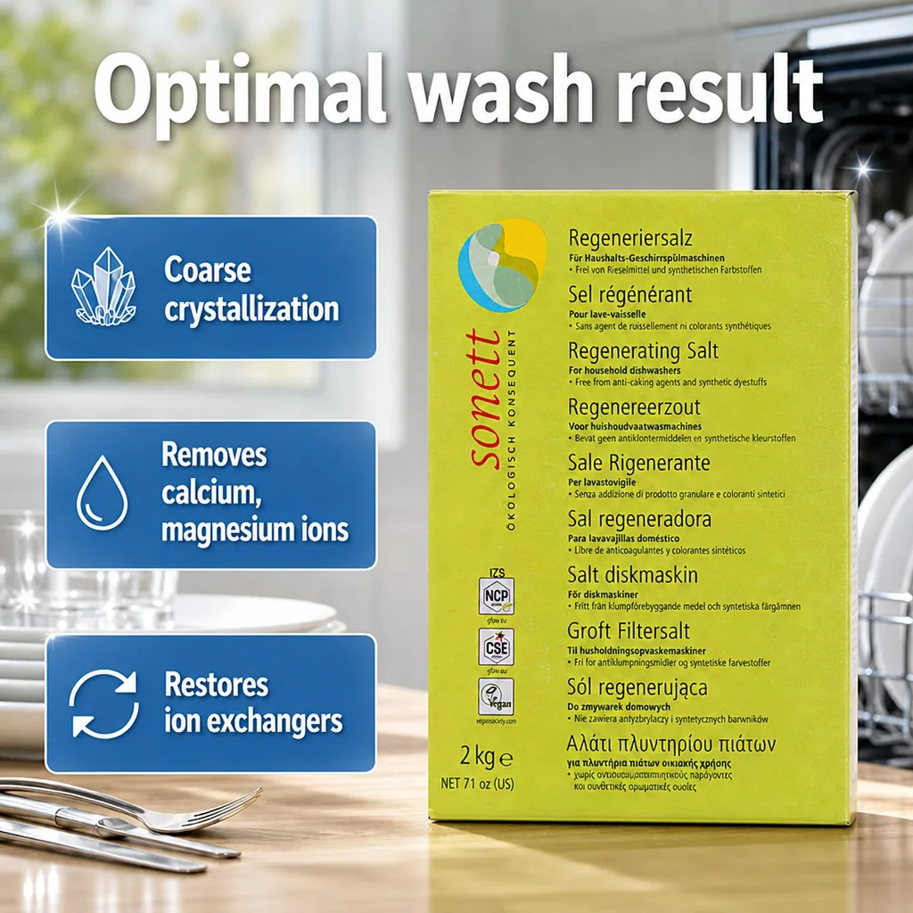 Dishwasher Salt 2 kg, Regenerating Salt for Dishwashers
