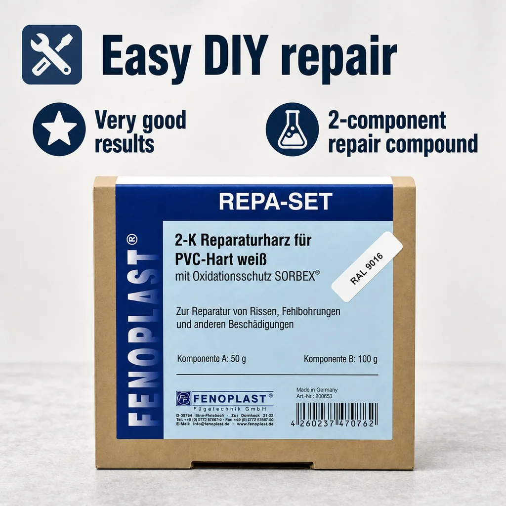 Window repair kit, plastic window repair, white window frame paint, 2K repair resin