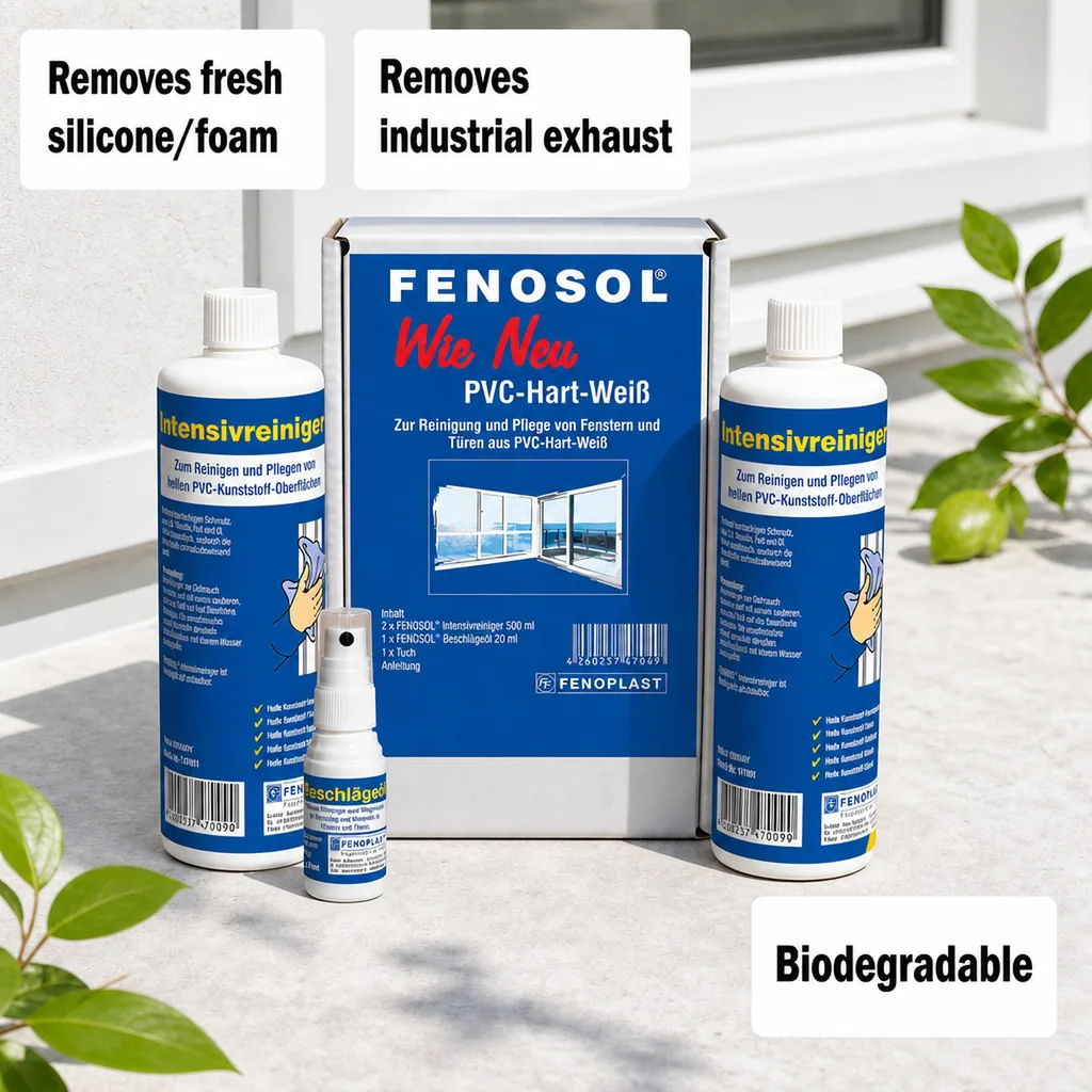 PVC window cleaning kit, white PVC window cleaner, window maintenance kit