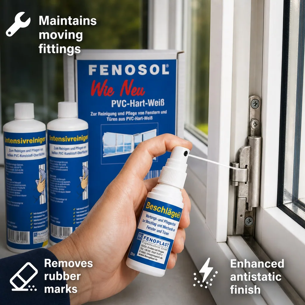 PVC window cleaning kit, white PVC window cleaner, window maintenance kit