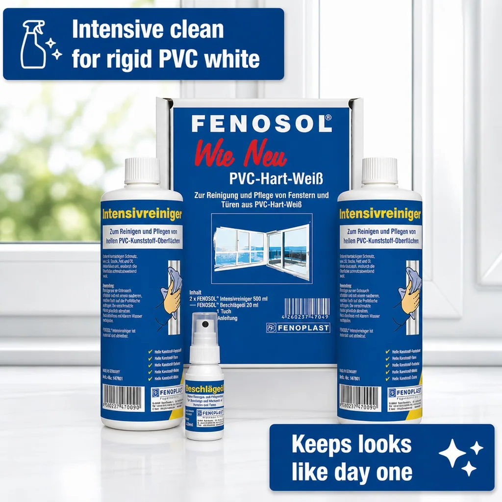 PVC window cleaning kit, white PVC window cleaner, window maintenance kit