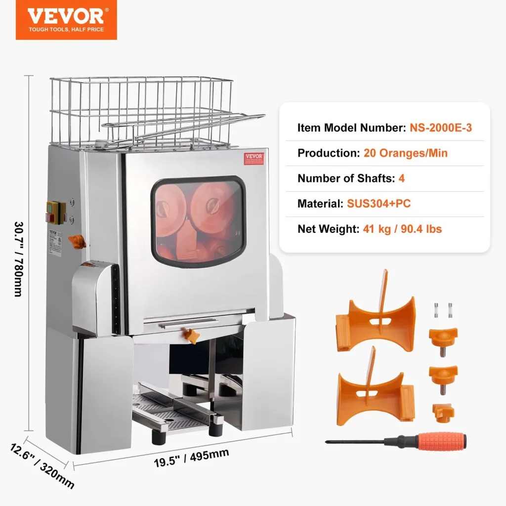 Orange juice machine, citrus juicer - 120W, commercial, stainless steel