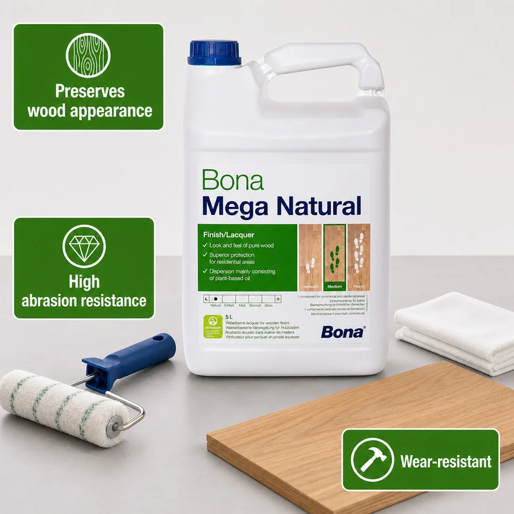 Bona Mega Natural 5 Liter, 1K Ultramatt Wood Floor Finish