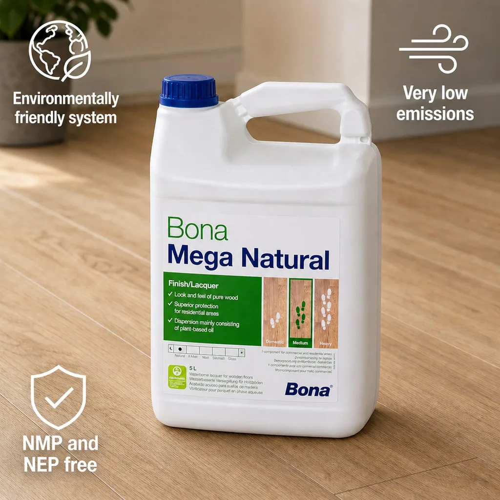 Bona Mega Natural 5 Liter, 1K Ultramatt Wood Floor Finish