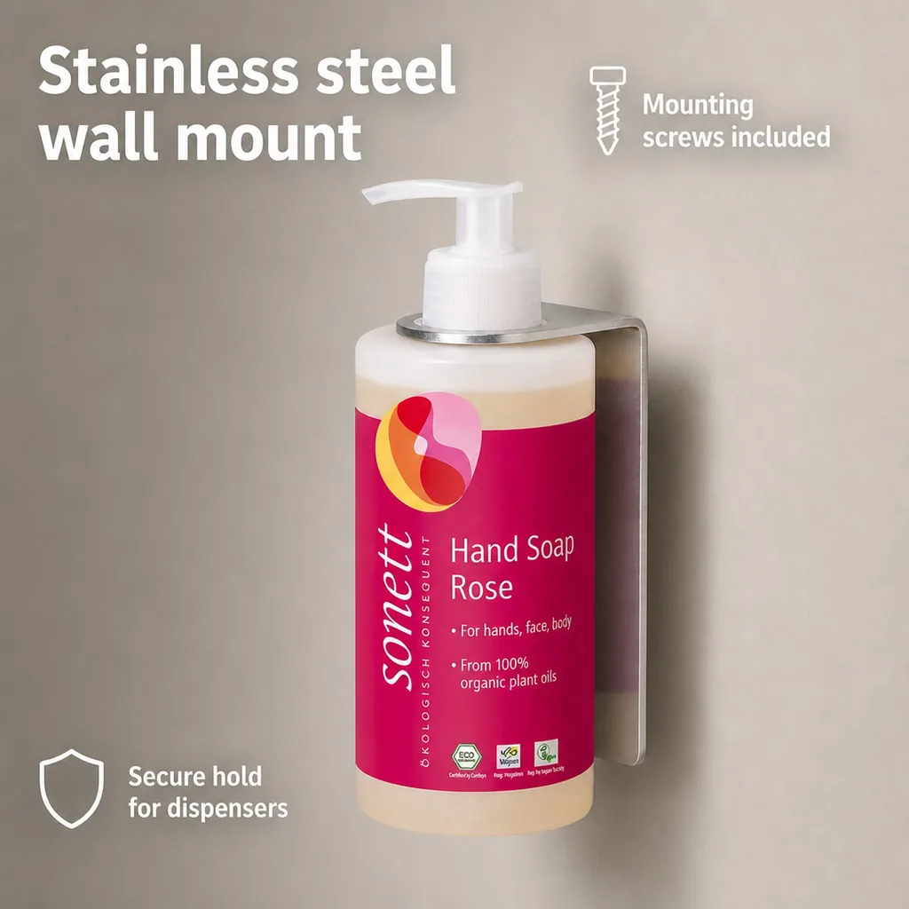 Stainless Steel Wall Mount Dispenser, 300 ml, Stainless Steel Holder