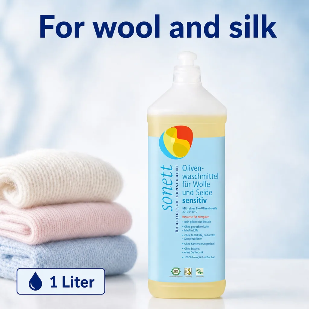 Delicate Laundry Detergent 1 Liter, Gentle Wool and Silk Detergent, Sensitive Skin