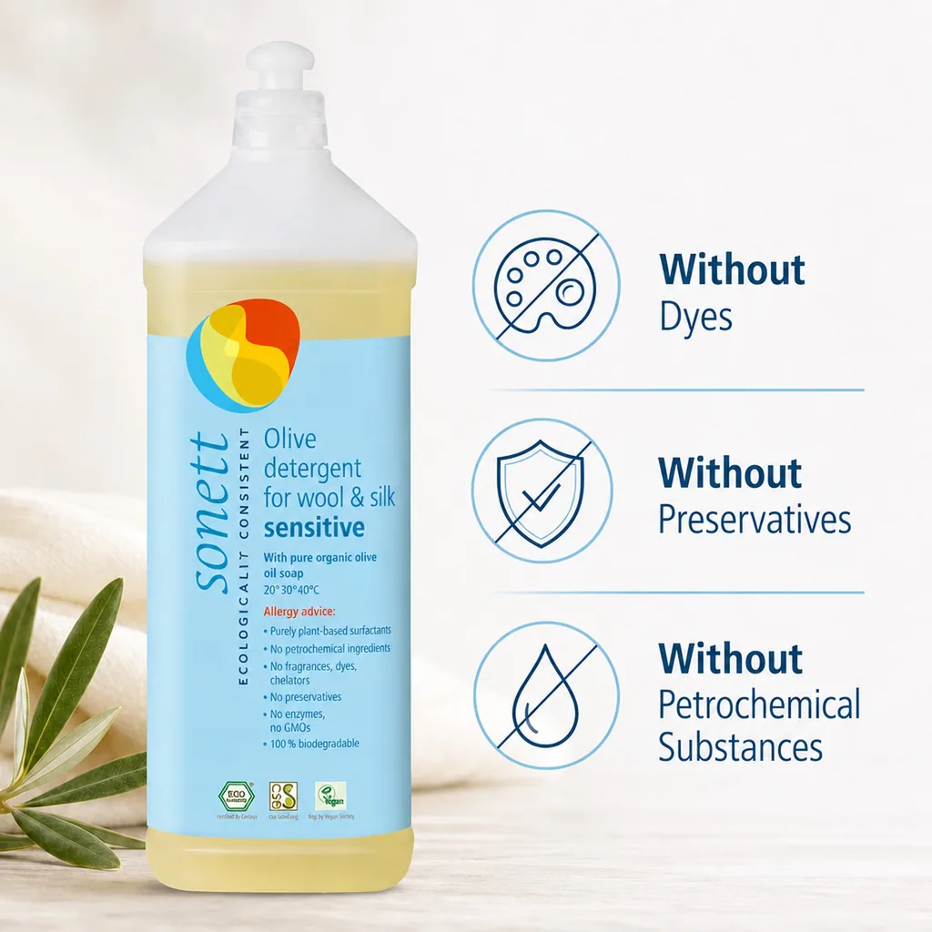 Delicate Laundry Detergent 1 Liter, Gentle Wool and Silk Detergent, Sensitive Skin