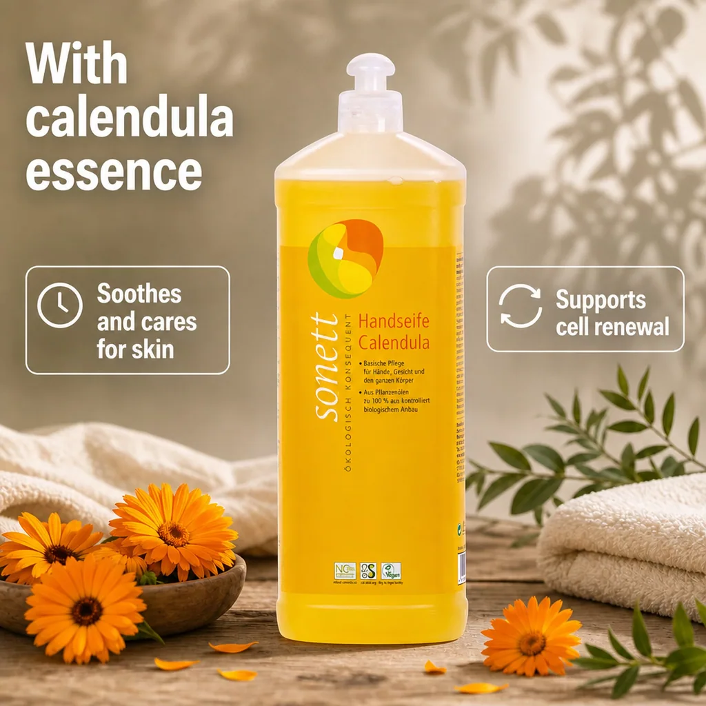 Hand Soap Refill 1 Liter, Calendula, Liquid Hand Soap Refill, Natural Hand Soap Refill