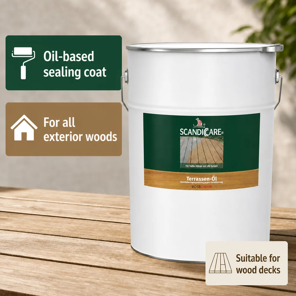 Decking Oil 10 Liter, Terrace Oil, Light Exterior Wood Oil