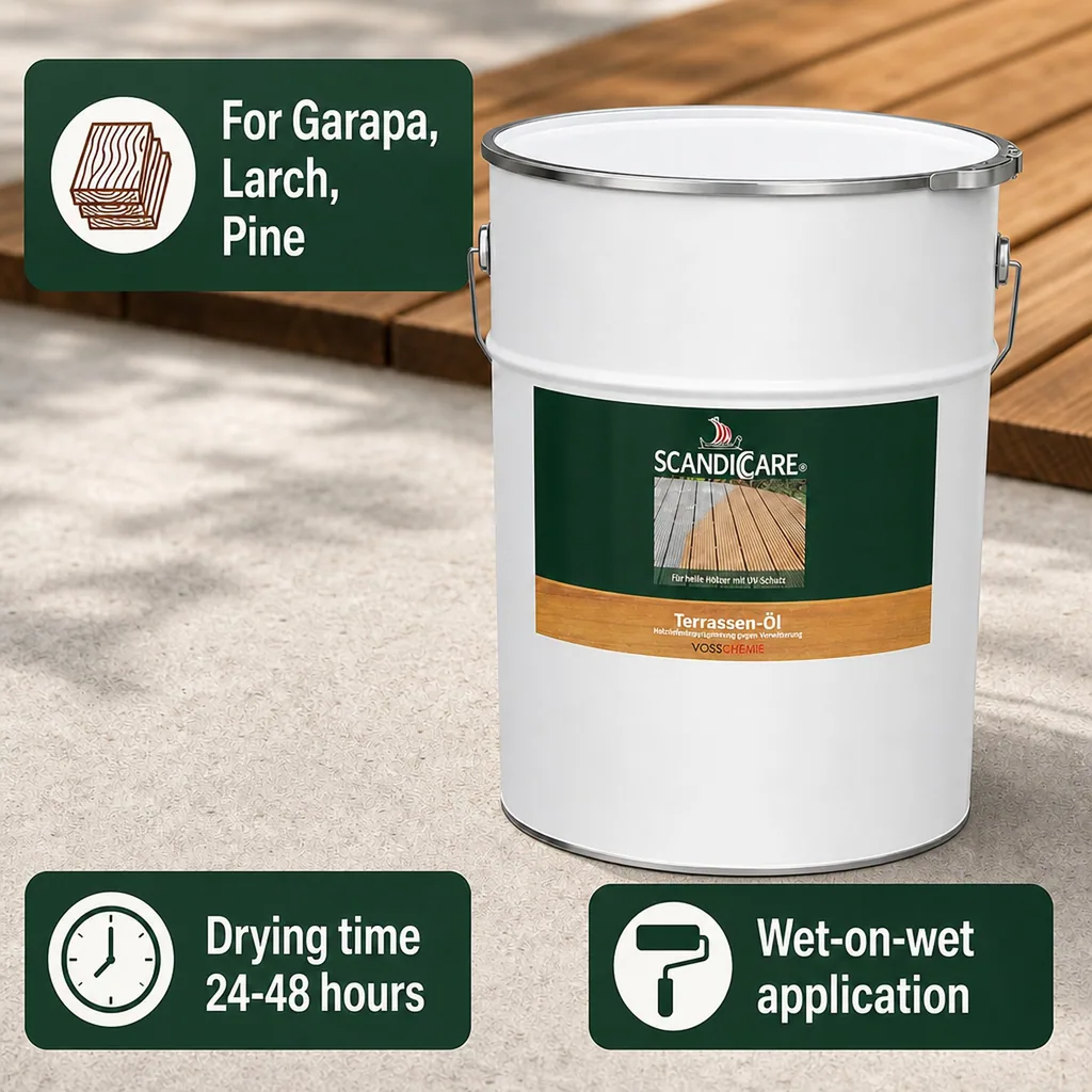 Decking Oil 10 Liter, Terrace Oil, Light Exterior Wood Oil