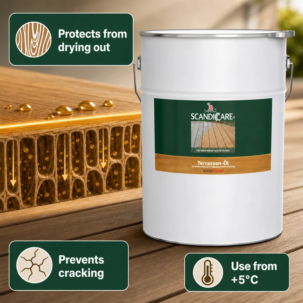Decking Oil 10 Liter, Terrace Oil, Light Exterior Wood Oil