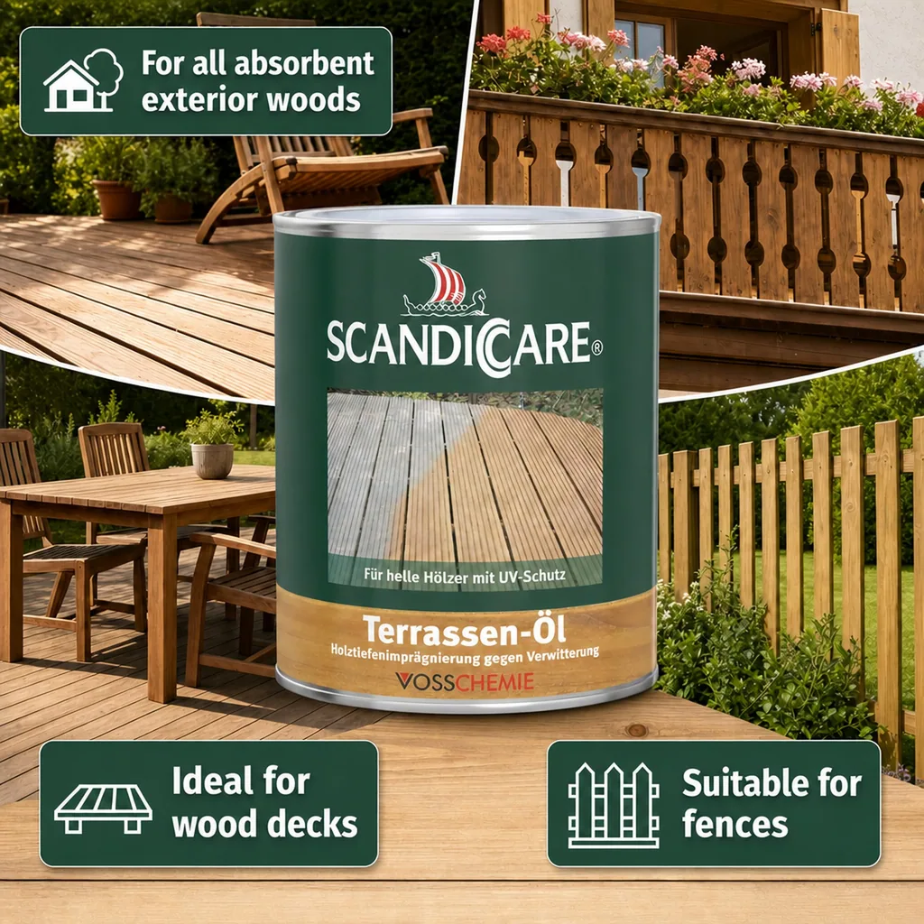 Decking Oil 1 Liter, Terrace Oil, Exterior Wood Oil, Light