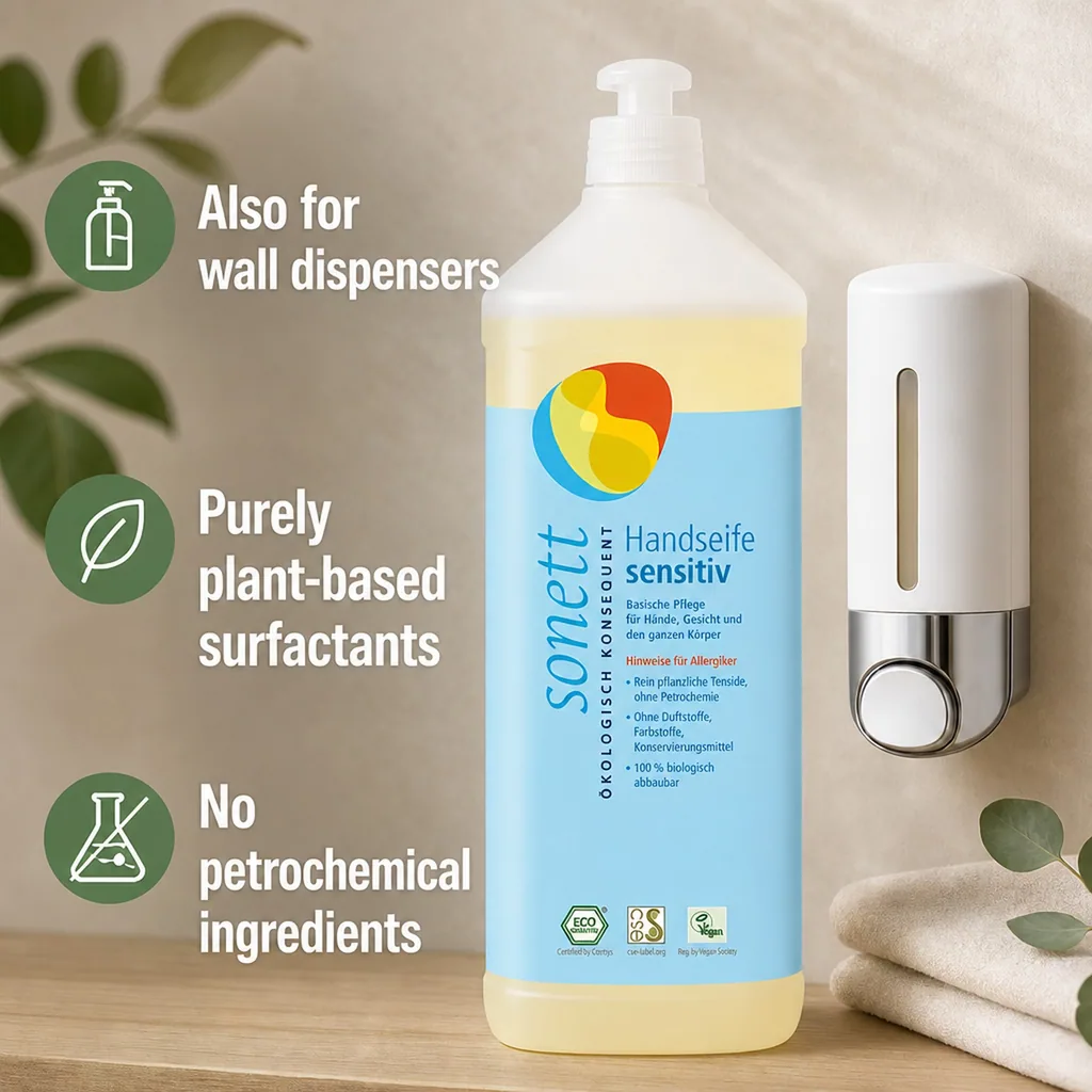 Hand Soap Refill 1 Liter, Sensitive Hand Soap, Fragrance Free, Unscented, Natural