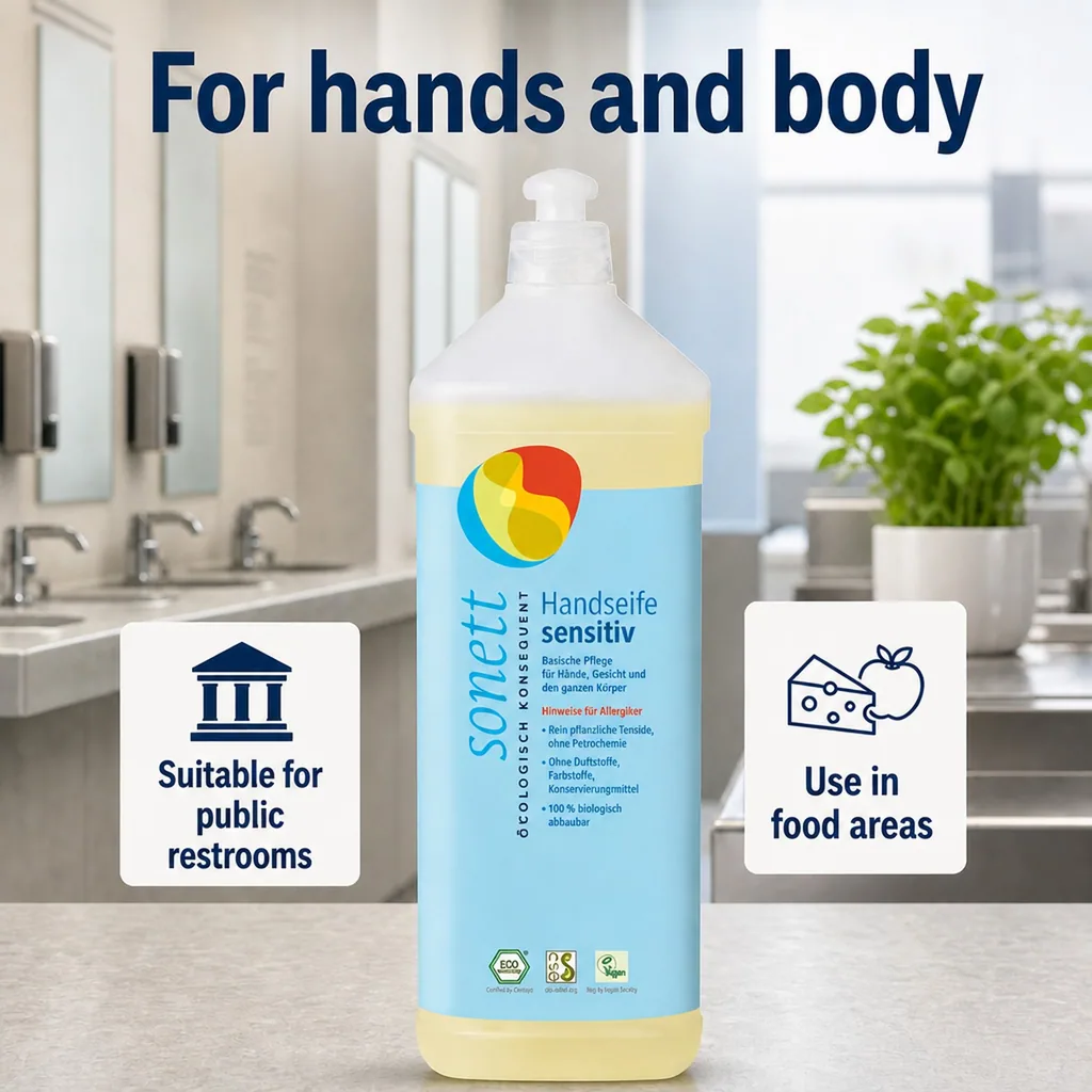 Hand Soap Refill 1 Liter, Sensitive Hand Soap, Fragrance Free, Unscented, Natural