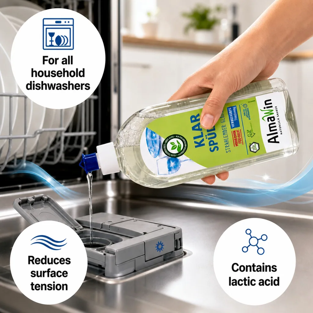 Dishwasher Rinse Aid 500 ml, Natural Rinse Aid, Eco Friendly