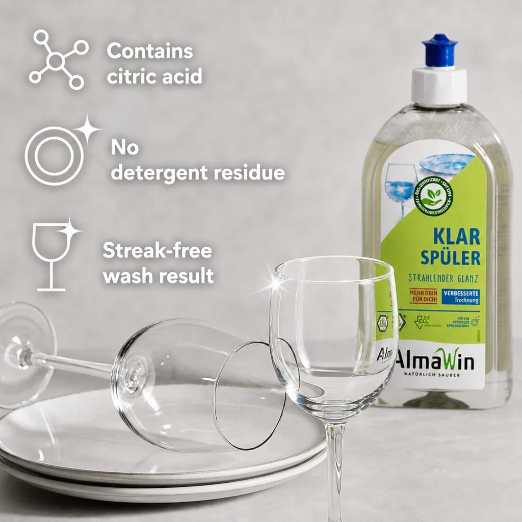 Dishwasher Rinse Aid 500 ml, Natural Rinse Aid, Eco Friendly