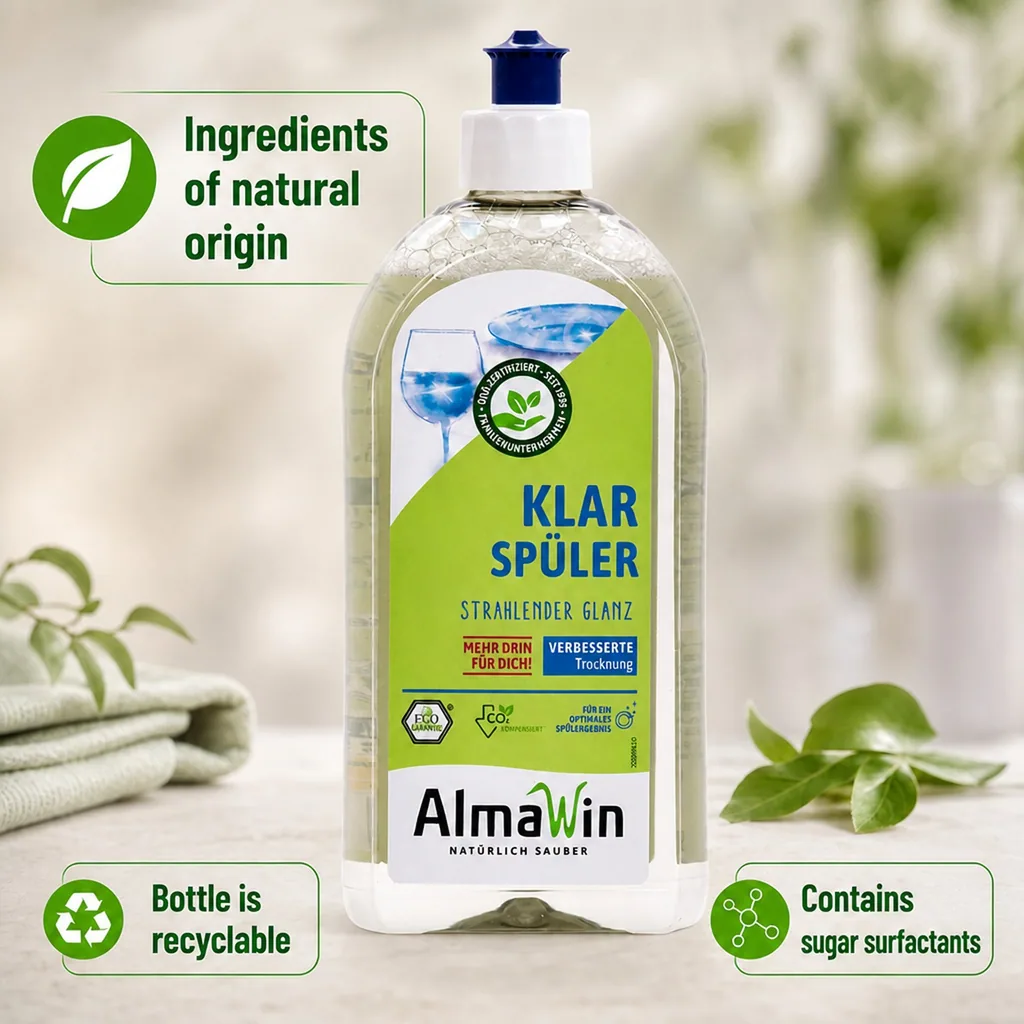 Dishwasher Rinse Aid 500 ml, Natural Rinse Aid, Eco Friendly