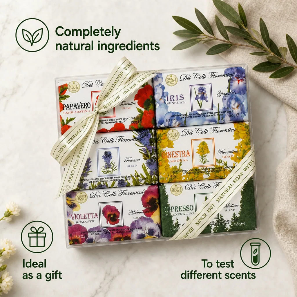Artisanal Soap Set, 6 x 150 g, Natural Soap, Bar Soap
